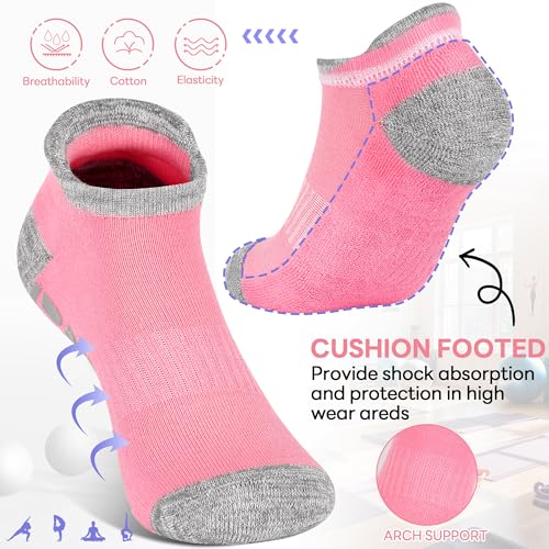 ELUTONG Women's Non Slip Yoga Socks with Grip 4 Pack Anti-Skid Workout Sock for Pilates, Barre, Home,Hospital4