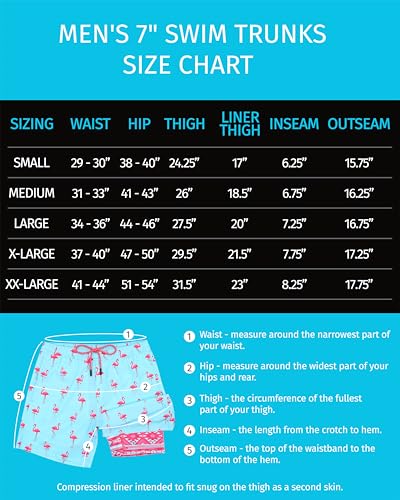 Mens Swim Trunks with Compression Liner,7 Inch Quick Dry Swim Shorts, Board Shorts,Beach Swimwear2
