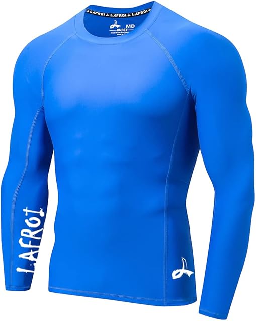 LAFROI Męska koszulka termoaktywna z długim rękawem, UPF 50+ Performance Fit, Kompresja, Rash Guard - CLYYB