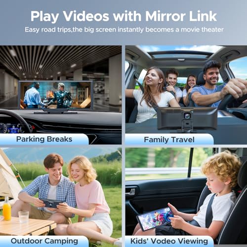Image of Topexplore 9.26'' Carplay Screen with 2.5K Dash Cam and 1080P Backup Camera | Portable Wireless Car Play Android Auto, Upgrade Navigation, Mirror Link, Voice Control, Hands-Free for iOS 11+ Android 11+
