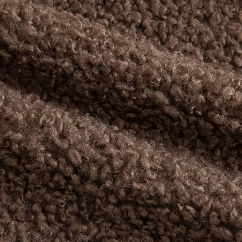 Image of Pack of 2 Curly Teddy Wool Faux Fur Throw Pillow Covers Fuzzy Accent Soft Sherpa Pillowcases Sheepskin Fleece Decorative Cushion Case for Sofa Couch Living Room 20x20 Inch Chocolate