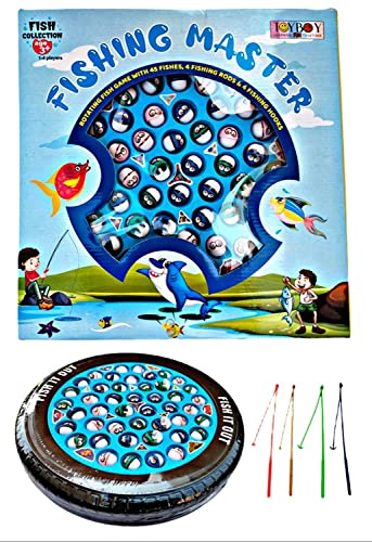 Image of KASBA Interactive Musical Rotating Tyre Fishing Game Toy | 45 Fishes | 4 Poles | Fun for Kids Boys & Girls
