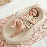 Mallify Baby Changing Pad with Waterproof and Non-Toxic Surface, Changing Table Pad with Adjustable Safety Strap and Cushioned Foam, Easy-Clean & Portable Changing Pad for Dresser(Beige)
