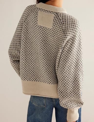 Women's Pullover Sweaters Casual Long Sleeve Crew Neck Oversized Knitwear Chunky Knit Jumper Tops2