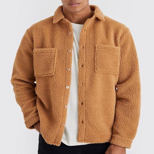 Winter Jackets for Men Fleece Lined Vintage Plush Warm Big and Tall Thicken Zip Up Long Sleeve Hunting Streetwear3