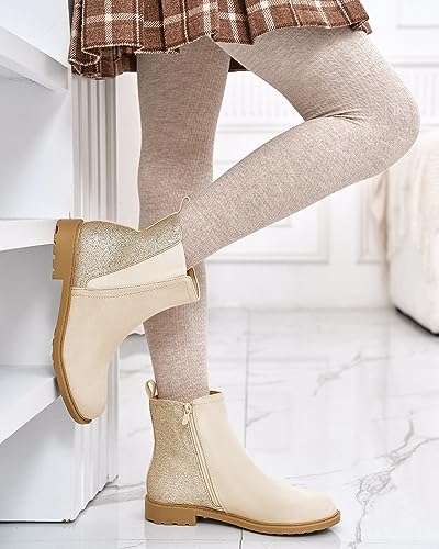 Coutgo Girls Glitter Ankle Boots Side Zipper Comfortable Chelsea Dress Booties for Toddler/Little Kid/Big Kids2