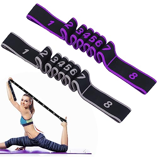 2 Bandas de Resistencia con Bucles, Bandas de Fitness Cinturón Elástico de Yoga Bandas de Fitness Deportivas Banda de Ejercicio Ajustable para Fitness, Yoga, Entrenamiento de Baile, Pilates