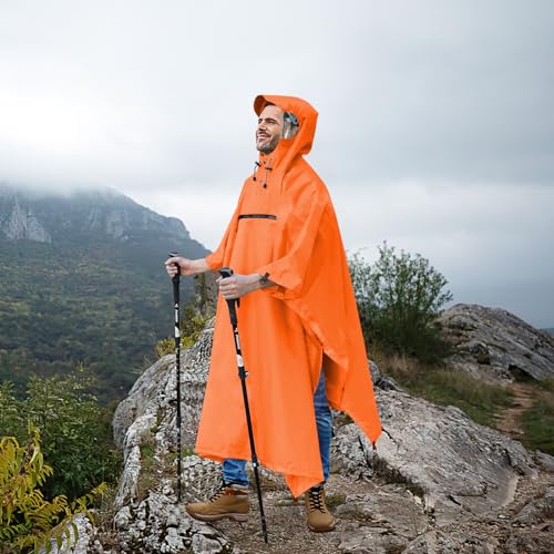 Andake Rain Poncho Waterproof Adult, Lightweight Reusable Raincoat Women Men Unisex with Hood for Hiking, Camping, Outdoor Activities - Image 4