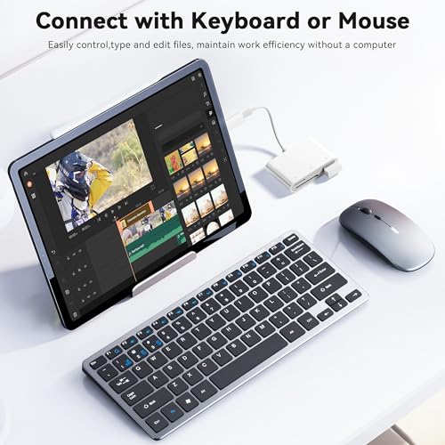 Image of SD Card Reader for iPhone iPad Camera with USB C, Dual Card Slot Memory Card Reader Supports SD /TF Card Trail Camera Viewer SD Card Adapter Portable Micro SD Card Reader No App Plug and Play