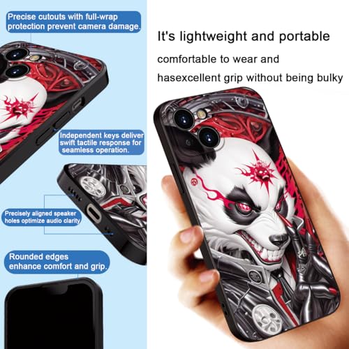 Printed with Panda for iPhone 14 case, Dark Mechanical Panda Unique Silicone Soft Shockproof Phone Case - Fierce Tattoos, Trendy Choice (A1-Cool Pandas)