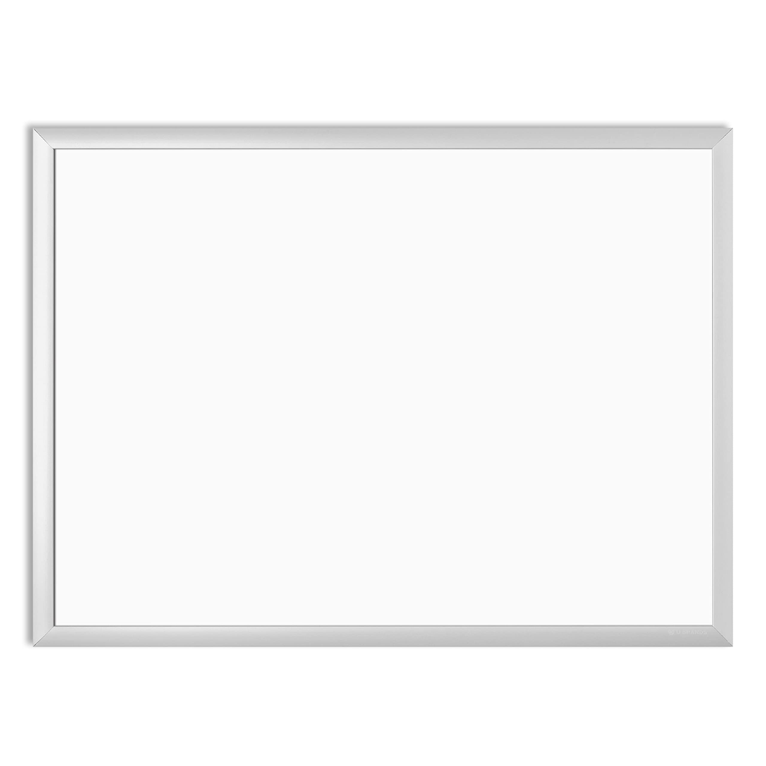U Brands Whiteboard, Dry Wipe Board 58x43 cm with Silver Aluminium Frame and Melamine Surface, Wall Mount Small White Board for Home, School, Office, Classroom, Planning