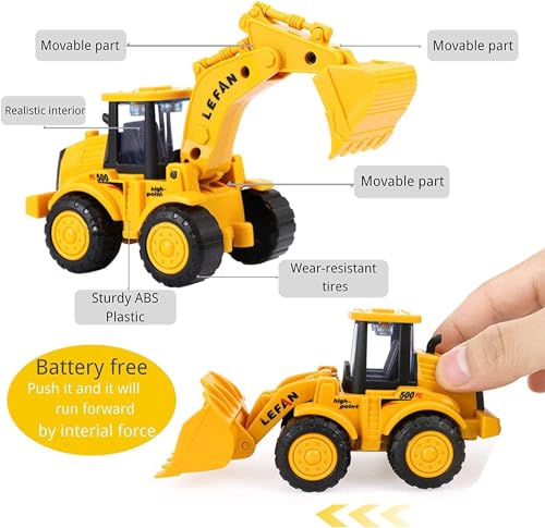 Image of Unbreakable Construction Vehicles for Kids Pretend Play Toy Trucks Bulldozer Play Set Building Vehicles Set for Kids 3-14 Years Excavator (168-51) - Multicolor