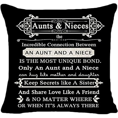 Hysunland Aunt Niece Gift from Nieces Aunt Valentines Day Birthday Gift Pillow Cases 18x18 Inch Burlap Black Decorative Square Pillow Covers Pillow Shams with Words for Couch Living Room Bed Cover