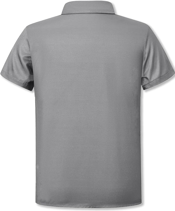 Cromoncent Camicia hawaiana da uomo e ragazzo a maniche corte con colletto cubano tropicale per vacanze estive da spiaggia, Albero Grigio Nero, 4XL