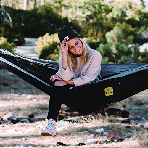 Image of Wise Owl Outfitters Hammock Camping Single with Tree Straps - USA Based Hammocks Brand Gear, Indoor Outdoor Backpacking Survival & Travel - Black + Bug Net & Rain Tarp