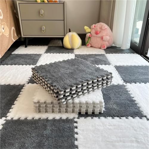 10/20PCS Soft Floor Milk Mat for Home, Puzzle Rug, Milk Rugs Carpet Tiles, Milk Matchwork Rugs, Milk Velvet Patchwork Rugs, Thickened Soft Puzzle Play Area Rugs(A,20PCS)
