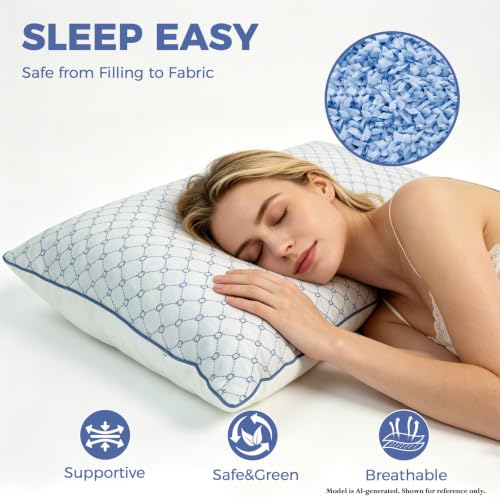 Image of Adjustable Bed Pillows Standard Size Set of 2 for Sleeping, Soft and Supportive Bed Pillows with Memory Foam Filling for Side and Back Sleepers, Neck Supportive-Standard Size, 2 Pack