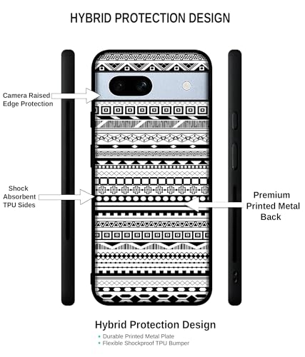 Image of Black & White Patterns Design Premium 2D Printed Metal Back Case Cover for Google Pixel 7A 5G