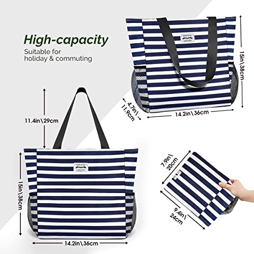 Image of Buringer HOMESPON Large Tote Bag with Pockets shoulder bag Lightweight for Travel Hiking Beach Gym