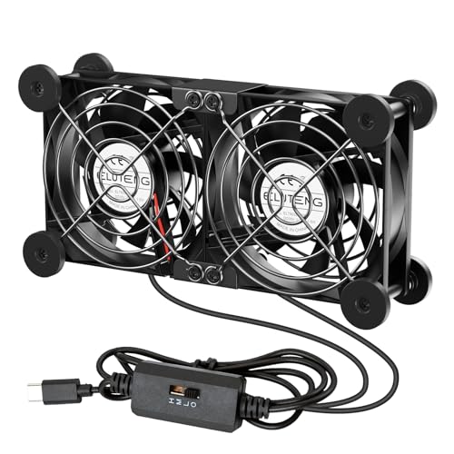 Miniatura 8 de ELUTENG Ventilador USB C 2 en 1 de Doble Fila de 80 mm, 5V, Doble Tipo C con 8 Patas que Absorben los Golpes, 3 Velocidades Ajustables para PS5, PS4, PC, Portátil, Router