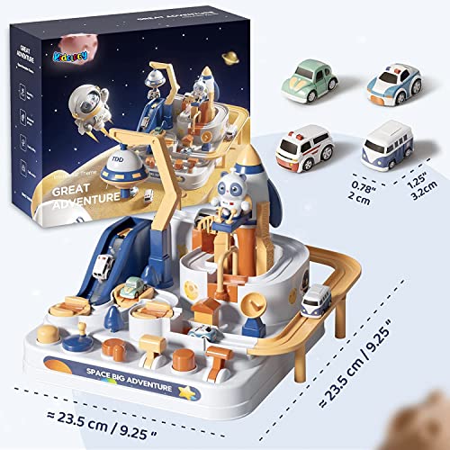 Image of Kidology Car Race Tracks Toy for Boys Girls | Car Adventure Toy for 2+ Year Old Boys & Girls | Playset City Rescue Toddlers Toy | Pre Educational Learning Toy Puzzle Car (Adventure Toy - 2 Cars)