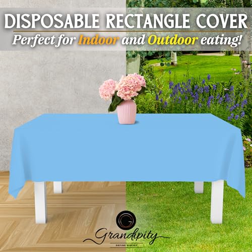 Image of Grandipity 24 Pack Premium Disposable Plastic Tablecloth 54 Inch. x 108 Inch. Decorative Rectangle Table Cover - Sky Blue