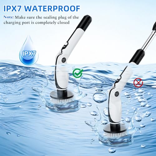 Image of Electric Cleaning Brush, Electric Cleaning Brush with 4 Adjustable Angles, 7 Brush Heads, 3 Adjustable Lengths, 90 Min. Autonomy, 2 Speed Modes, for Bathroom, Floor, Car