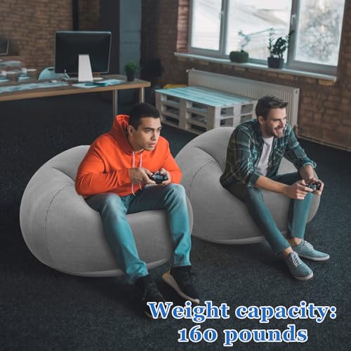Image of Realspring Inflatable Bean Bag Chairs Outdoor Blow up Camping Chairs Inflatable Lazy Sofa Folding Portable Bean Bag Loungers Couch for Movie Night(Dark Gray,2 Pcs)