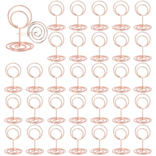 ZYEKIU 30 Pièces Or Rose Porte Nom Table, Porte Photo Pince, Porte Photo sur Pied, Porte Cartes de Table pour Mariages, Porte Numero de Table, pour Mariage...