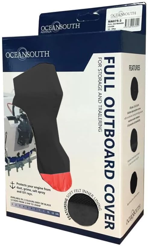 Oceansouth Full Outboard Motor Engine Cover (Black, 200hp to 300hp (Long Leg))