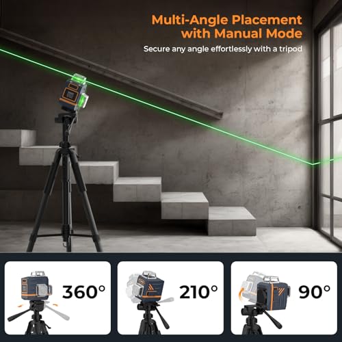 Image of CIGMAN 3D Laser Level with Tripod,Remote Control,Compact Design,4000mAh Battery,Rotary Base,3x360Self-Leveling Green Laser Leveler for Picture Hanging and DIY Projects