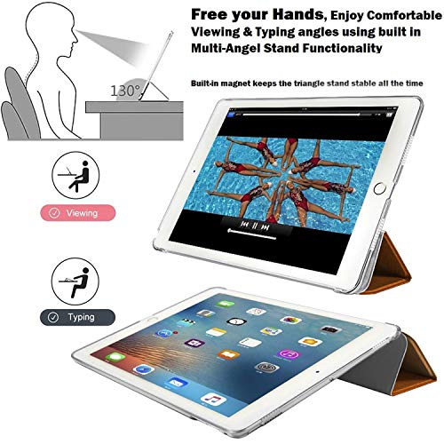 Image of DuraSafe Cases iPad mini 4 7.9 Inch 2015 [ Mini 4th Gen ] A1538 A1550 MK6K2HN /A MK6J2HN /A MK6L2HN /A Trifold Printed Hard Smart PC Transparent Back Cover - Brown Texture