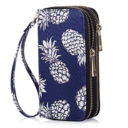 Image of Cellphone Wallet for Women Dual Zipper Long Purse with Removable Wristlet