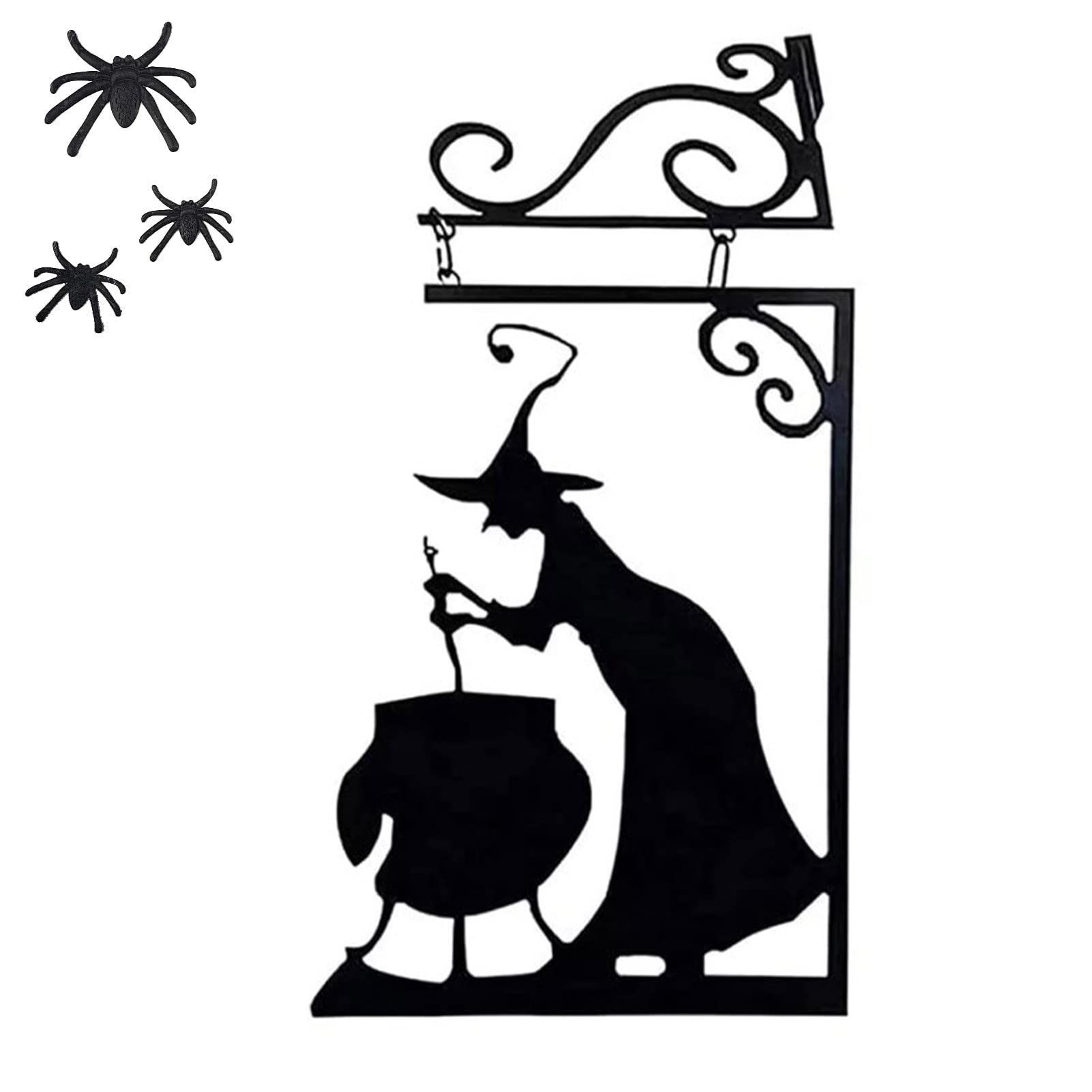 Lambo 1Pcs Halloween Witch Cauldron Silhouette, Halloween Witch Cauldron Silhouette Wall Decor Outdoor Metal Witches Cauldron Wall Hanging Ornament Halloween Silhouette Hanging Sign For Garden