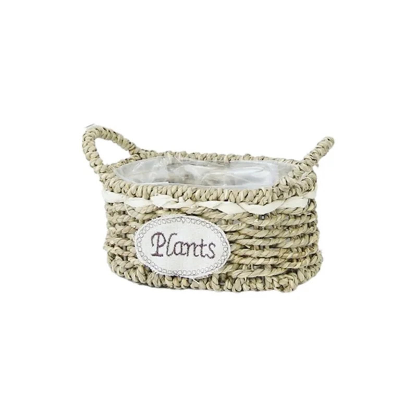 JFNKLFG Woven Plant Pot 3PCS Round Woven Seagrass Storage Basket Wicker Planter With Liner Rattan Flower For Home Wedding Garden Decor(DA)