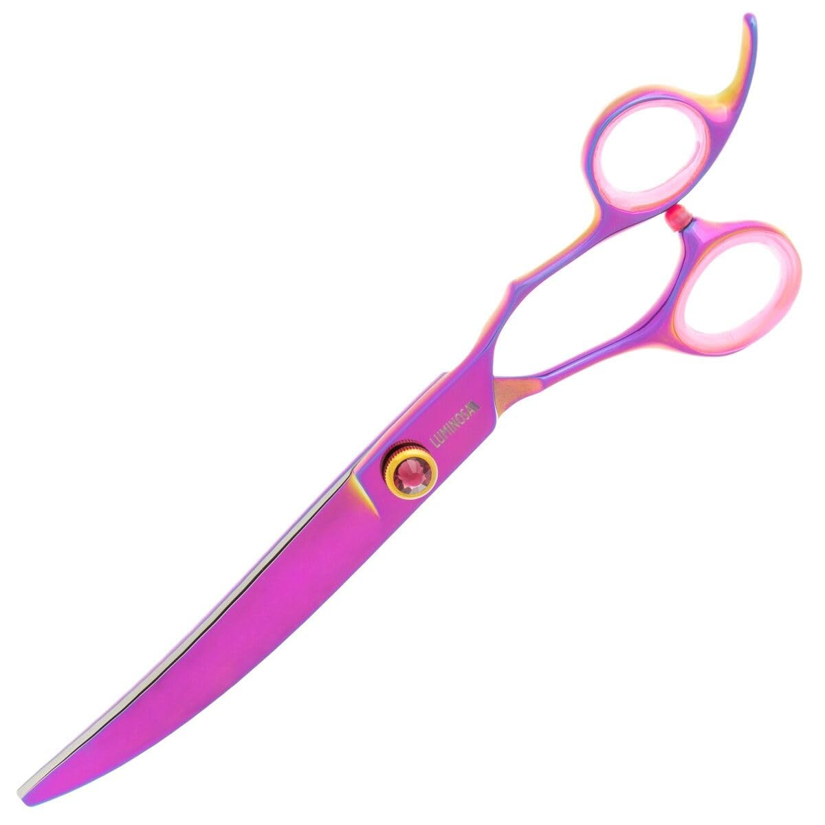 GROOM PROFESSIONAL Luminosa Curved Dog Grooming Scissors - Professional Hair Scissors - VG10 Stainless Steel - Razor Sharp Blades - Add Some Colour to Your Everyday Grooming, 6.5 Inch