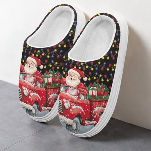 Christmas Theme Winter House Slippers for Women Men Memory Foam Plush Platform Shoes Indoor Outdoor Slippers4