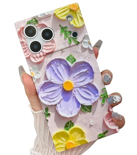 Coque fleurie iPhone 17 Pro violette 3D pour sublimer vos tenues et photos miroirs