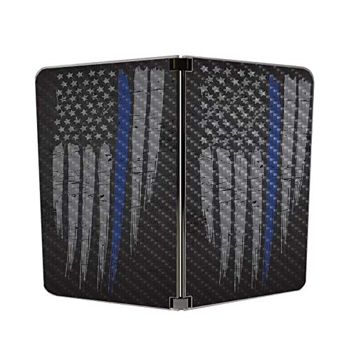 Image of MIGHTY SKINS MightySkins Carbon Fiber Skin for Microsoft Surface Duo - Thin Blue Line | Protective, Durable Textured Carbon Fiber Finish | Easy to Apply | Made in The USA