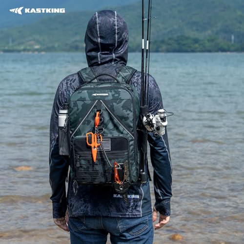 Image of KastKing KastMate Fishing Backpack With 2 Rod Holders, Black Camo