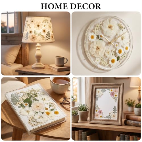 Image of NESCCI 83 Pcs Dried Flowers for Crafts,Real Natural Dried Pressed Flowers in Soft Yellow, White & Pink Tones for Resin,Used for Scrapbooking DIY Art Crafts Candle Soap Making Nails Decor