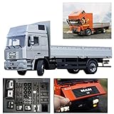 man f2000 lkw Reichhaltige Details: Die Räder aus Aluminiumlegierung sind sehr schillernd, die simulierten Gummireifen sehen aus wie echte Reifen, der simulierte Kraftstofftank mit großer Kapazität läuft weit und die seitlichen Leitplanken bestehen aus Metall, um die Komponenten vor Beschädigungen zu schützen. Der Kotflügel hat eine Textur und einen guten Simulationseffekt. Die Frachtkastenschienen bestehen aus einer Aluminiumlegierung und die fünf Frachtschienen können geöffnet werden.