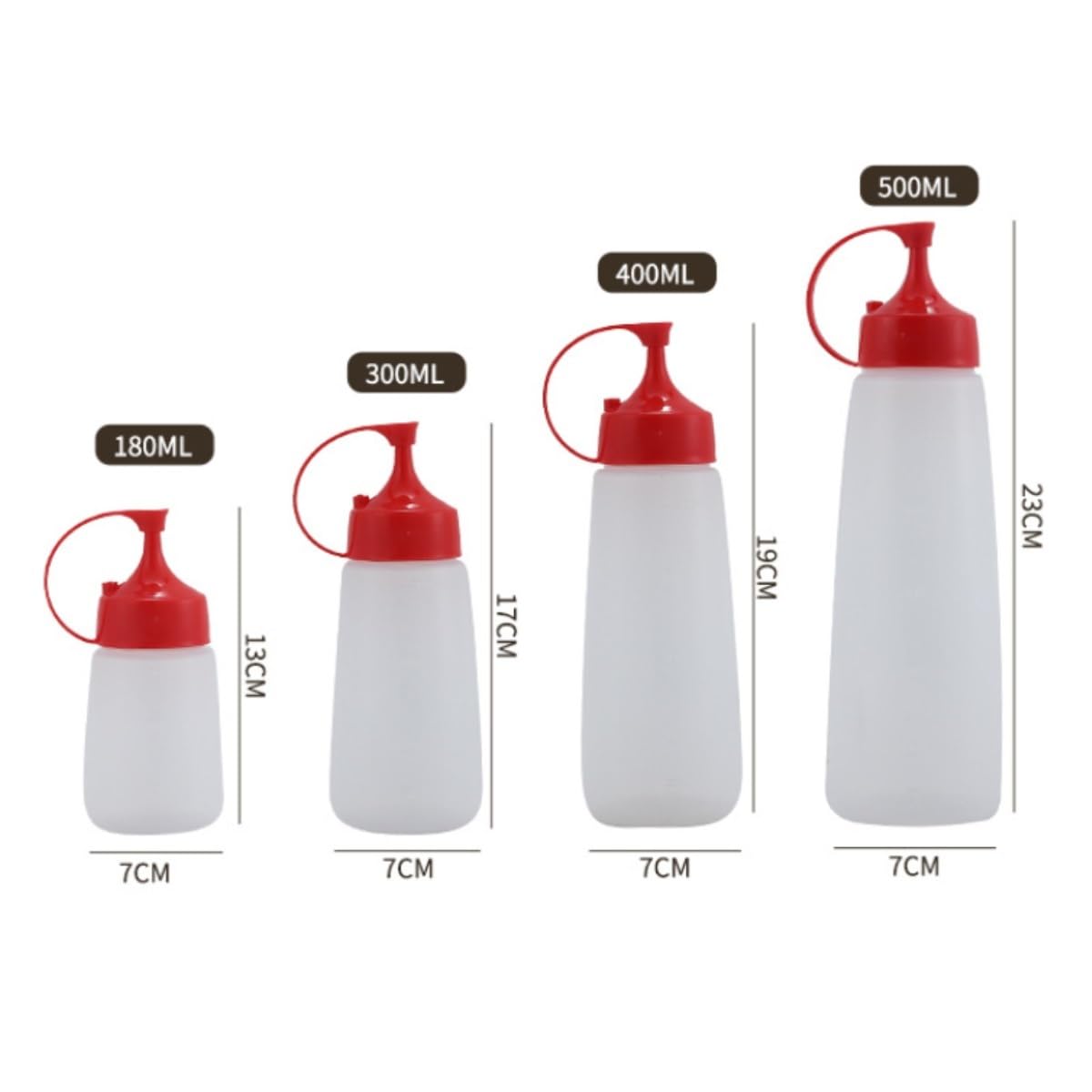Set di 6 bottiglie da spremere per condimenti, ideali per condimenti per insalata, ketchup, salsa di soia e altro, capacità 180 ml