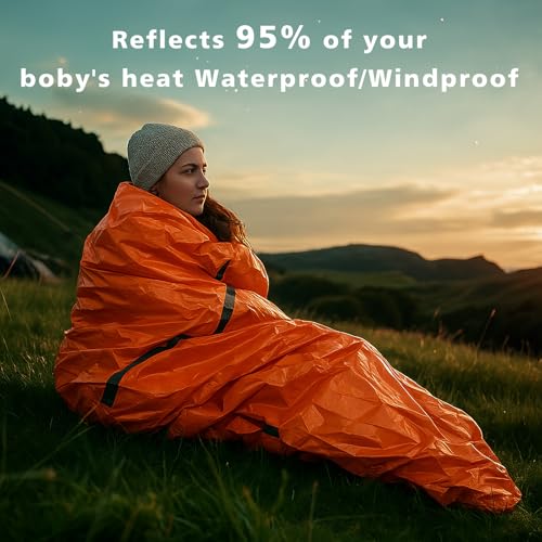 Zmoon Emergency Sleeping Bag Survival Bag, Portable Waterproof Thermal Bivy Sacks,Bivvy Bags,Camping Mylar Sleeping Bag Survival Gear Emergency Blankets Survival Shelter - Image 4