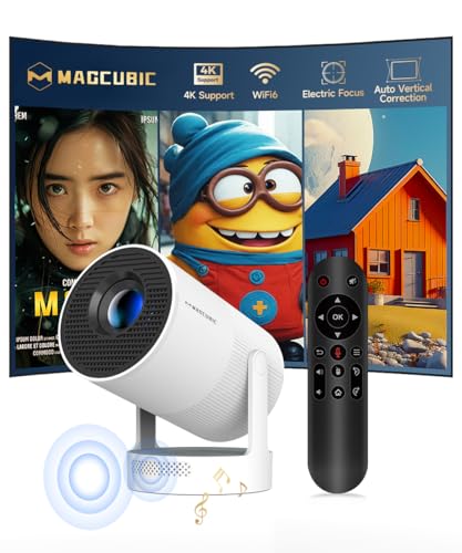 【Electric Focus】Magcubic Mini Projector 4K Support, Portable Projector with WiFi 6 and Bluetooth...