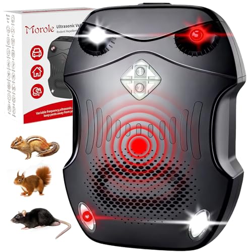 Morole Marderschreck Auto-Frei Mobil Marderabwehr mit Blitzlicht | 12V Autobatterie & AA-Batterie & USB | Marderschutz für Auto, Motorraum, Garten, Dachboden, Haus