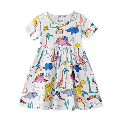 Allence Kleinkind Kinder Mädchen Sommer Kleidung Baby Mädchen Outfits Blumen Kurze Ärmel Muster Shirt Top Shorts Set Kleidung für 3-8 Jahre 4 Alter 1 bis 7 Mädchen Kleider Kurzarm Baumwolle Sommerkleid Casual Sommer Cartoon Streifen T-Shirt Kleid Oberteile Top für 1 bis 7 Jahre Kind, Geschenk für Mädchen