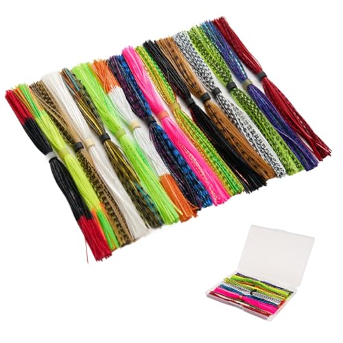 Ansnbo 16 Colors Silicone Legs for Fly Tying, Pre-Sorted Silicone Skirt in Easy-Use Bundles for Jig Spinnerbait Fishing Lures Fly Tying Material