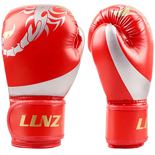 Luniquz Gants de boxe - Gants de boxe - 140 ml - Pour enfants - Kickboxing - Pour enfants - Junior - Senior - Kick boxing - Sparring - Arts martiaux - Sac de frappe - Rouge Cover