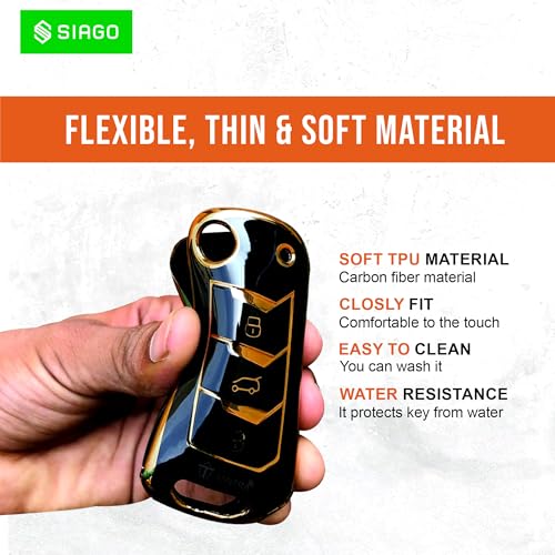 Image of SIAGO TPU Key Cover Compatible with Mahindra Scorpio 2019+| Bolero 2020+ XUV 300 | Marazzo | XUV 700 | XUV 400 ev | Bolero | Thar 2020+ 3 Button Flip Key (Black Pack of 1)